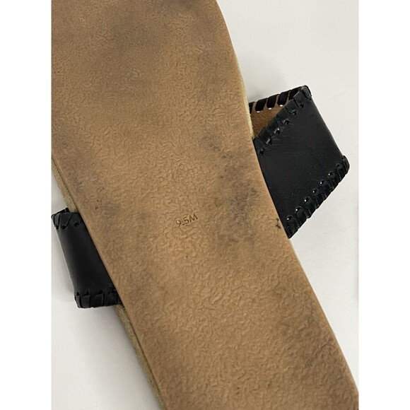 Jack Roger's Black Leather Women's 9.5 Thong Sandals Low Platform Slide On - Picture 8 of 8